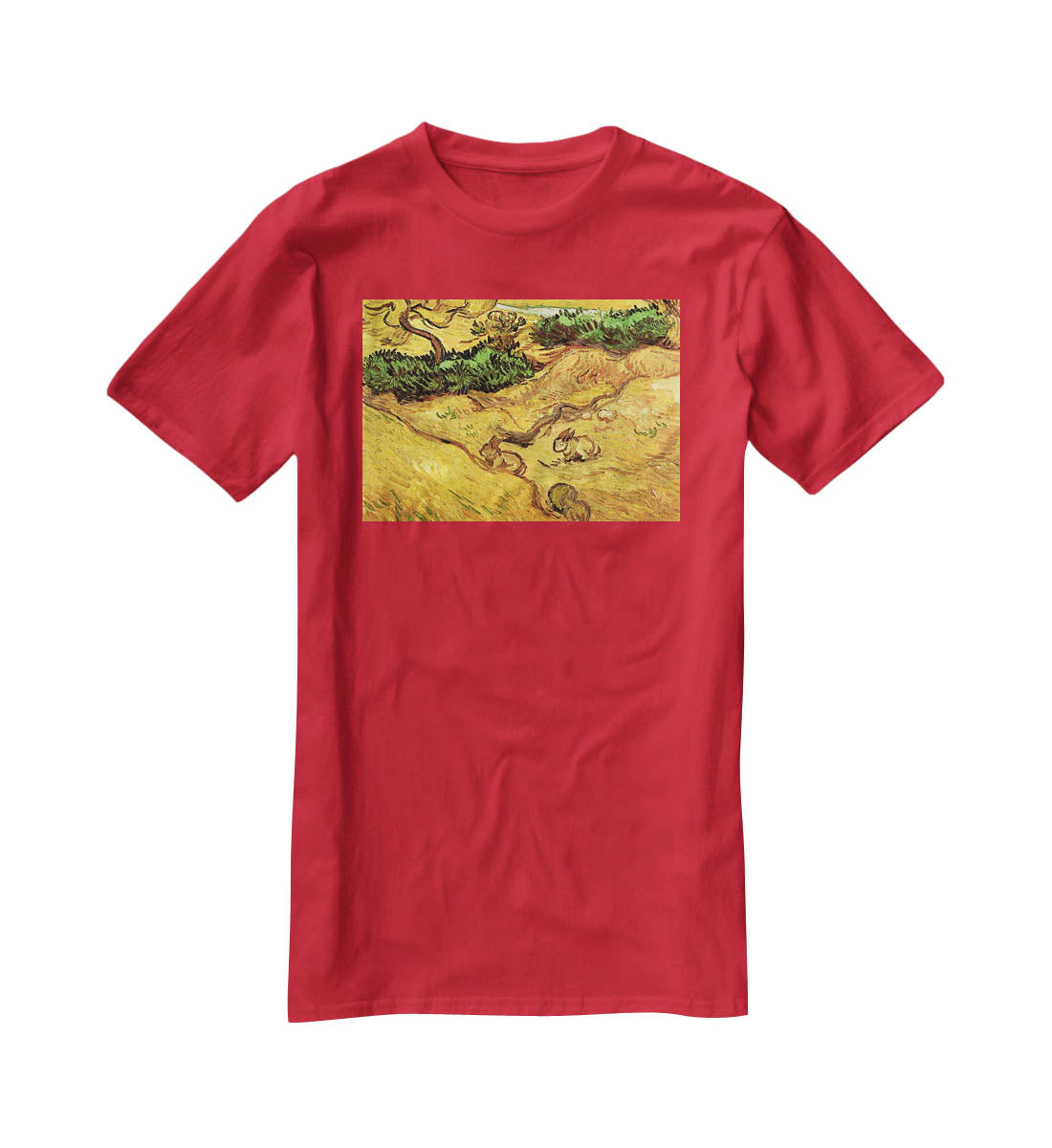 Field with Two Rabbits by Van Gogh T-Shirt - Canvas Art Rocks - 4