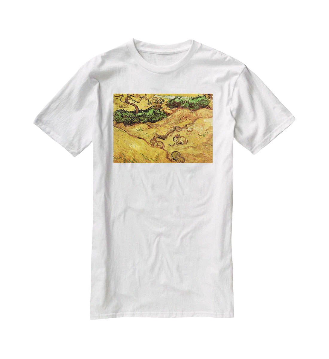 Field with Two Rabbits by Van Gogh T-Shirt - Canvas Art Rocks - 5