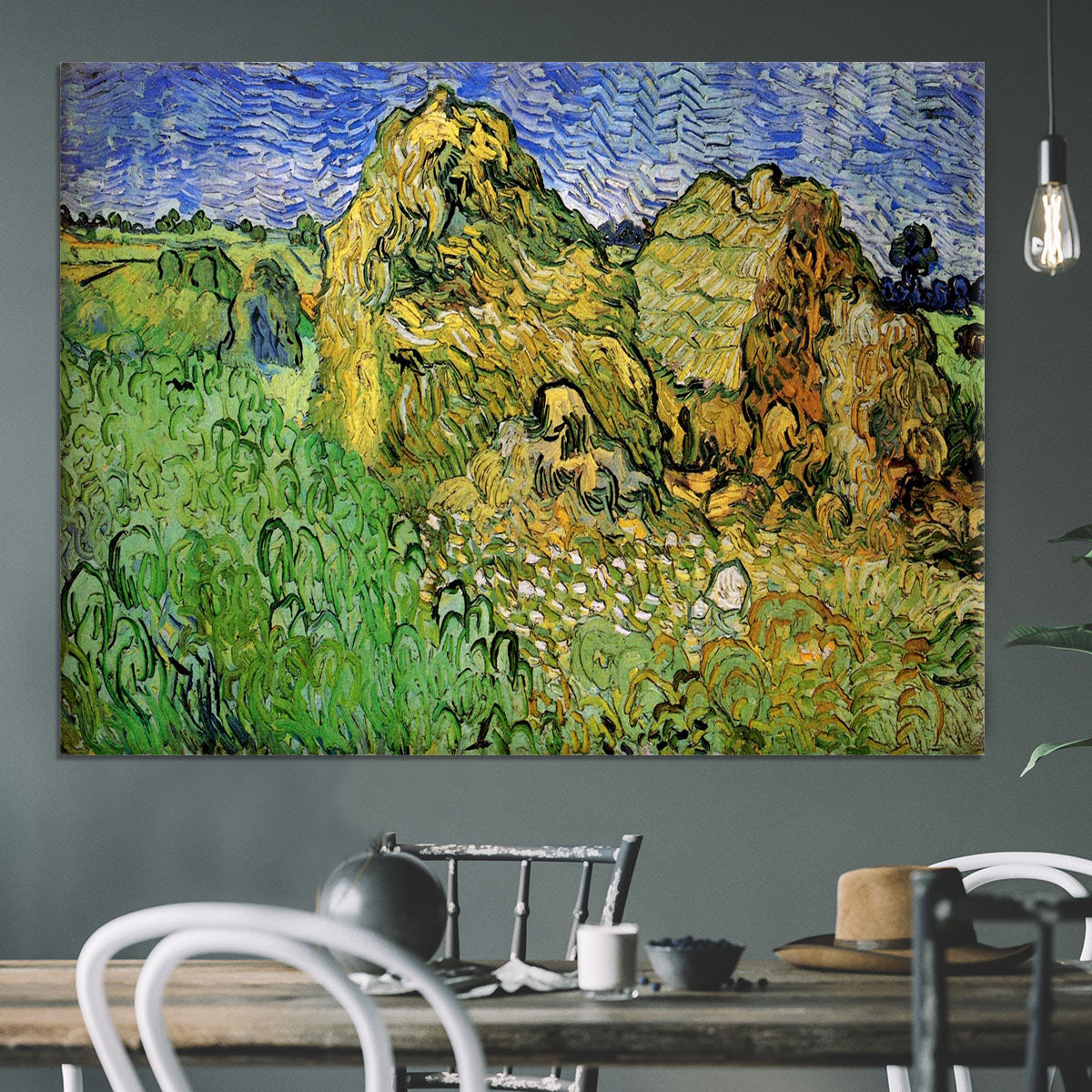 Field with Wheat Stacks by Van Gogh Canvas Print or Poster - Canvas Art Rocks - 3