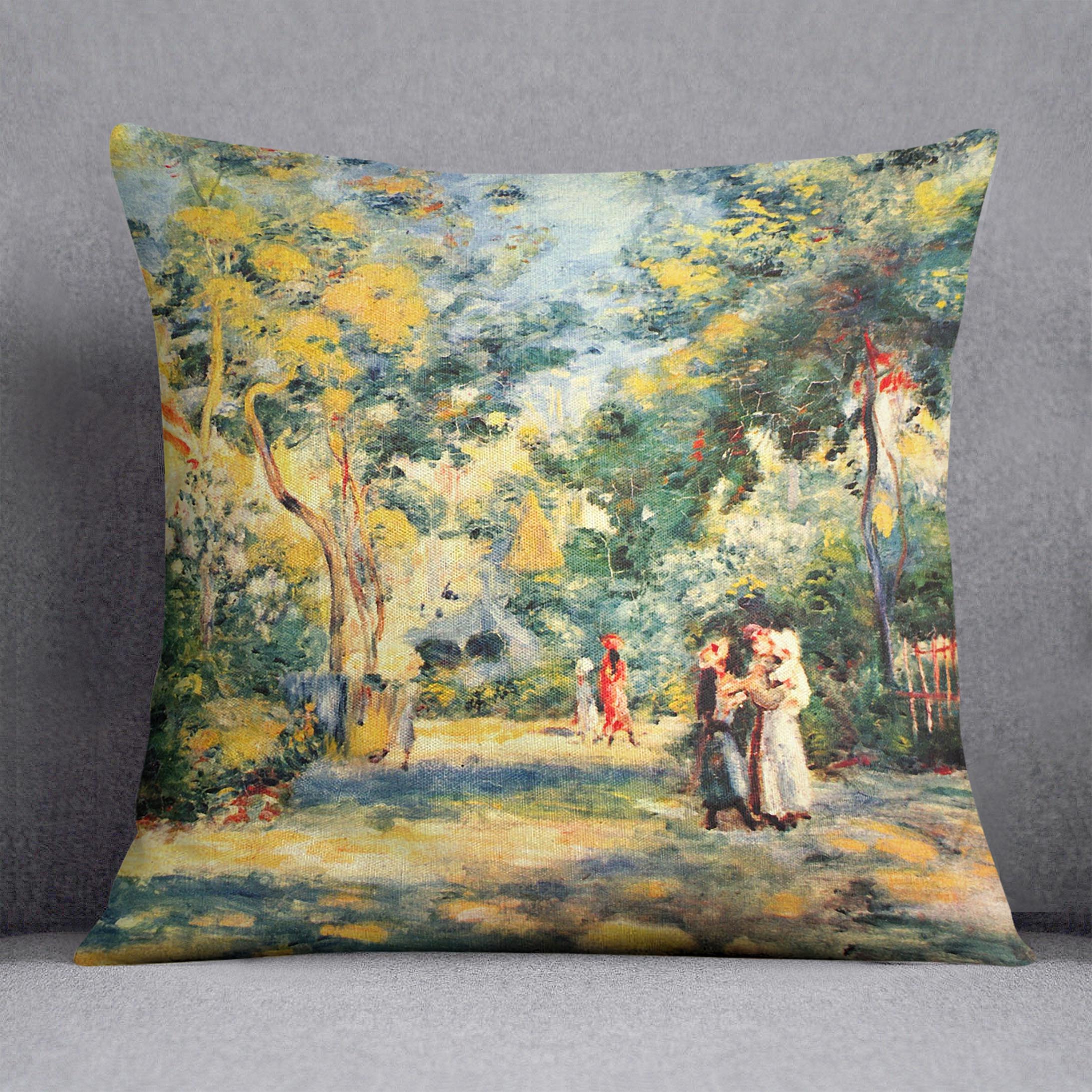 Figures in the garden by Renoir Cushion