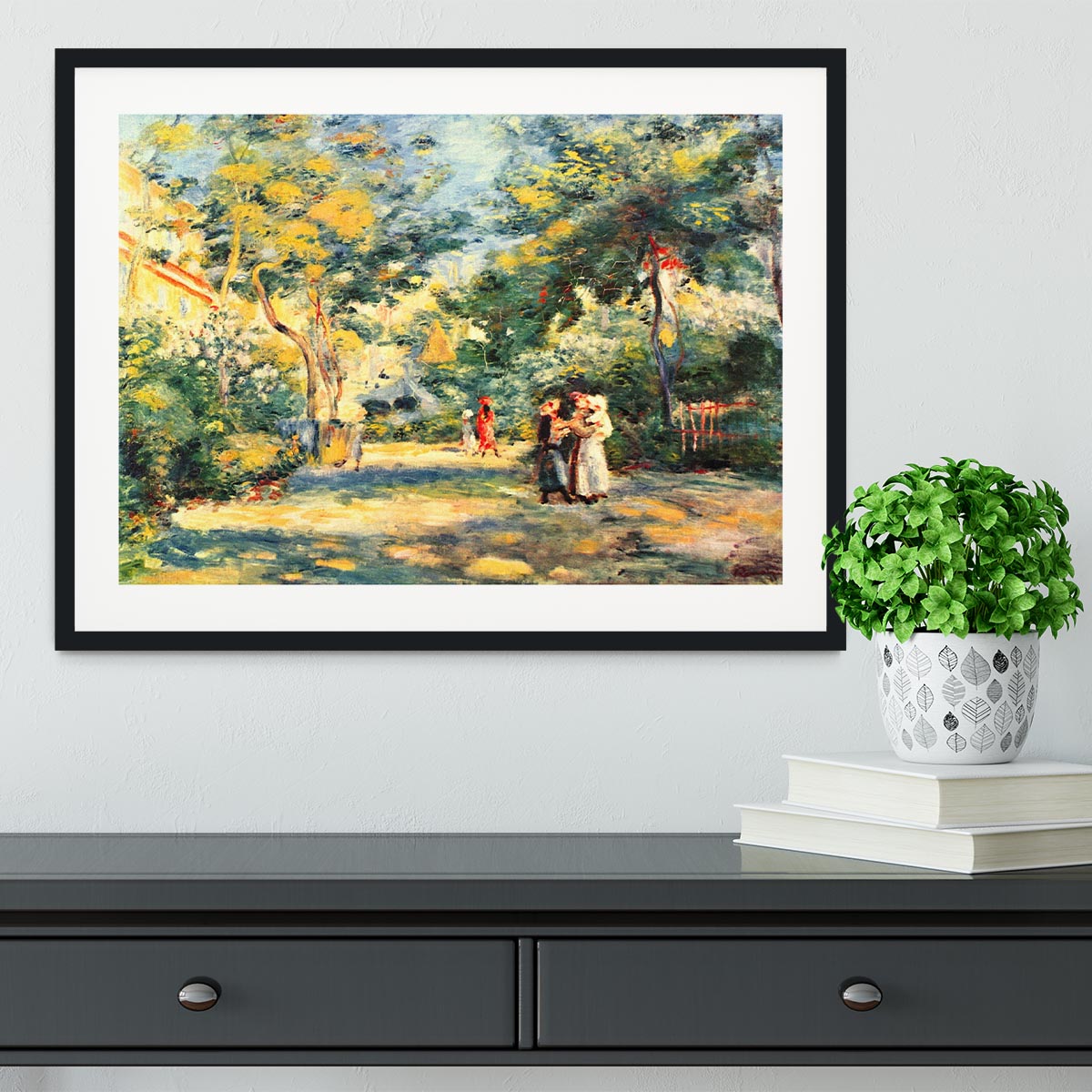 Figures in the garden by Renoir Framed Print - Canvas Art Rocks - 1