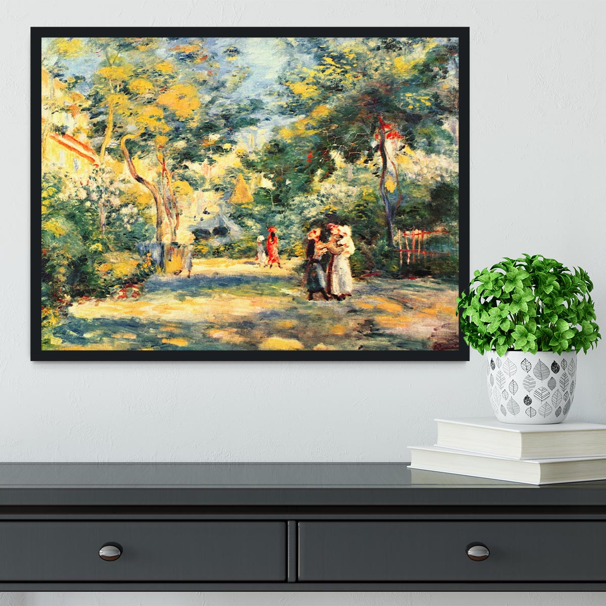 Figures in the garden by Renoir Framed Print - Canvas Art Rocks - 2
