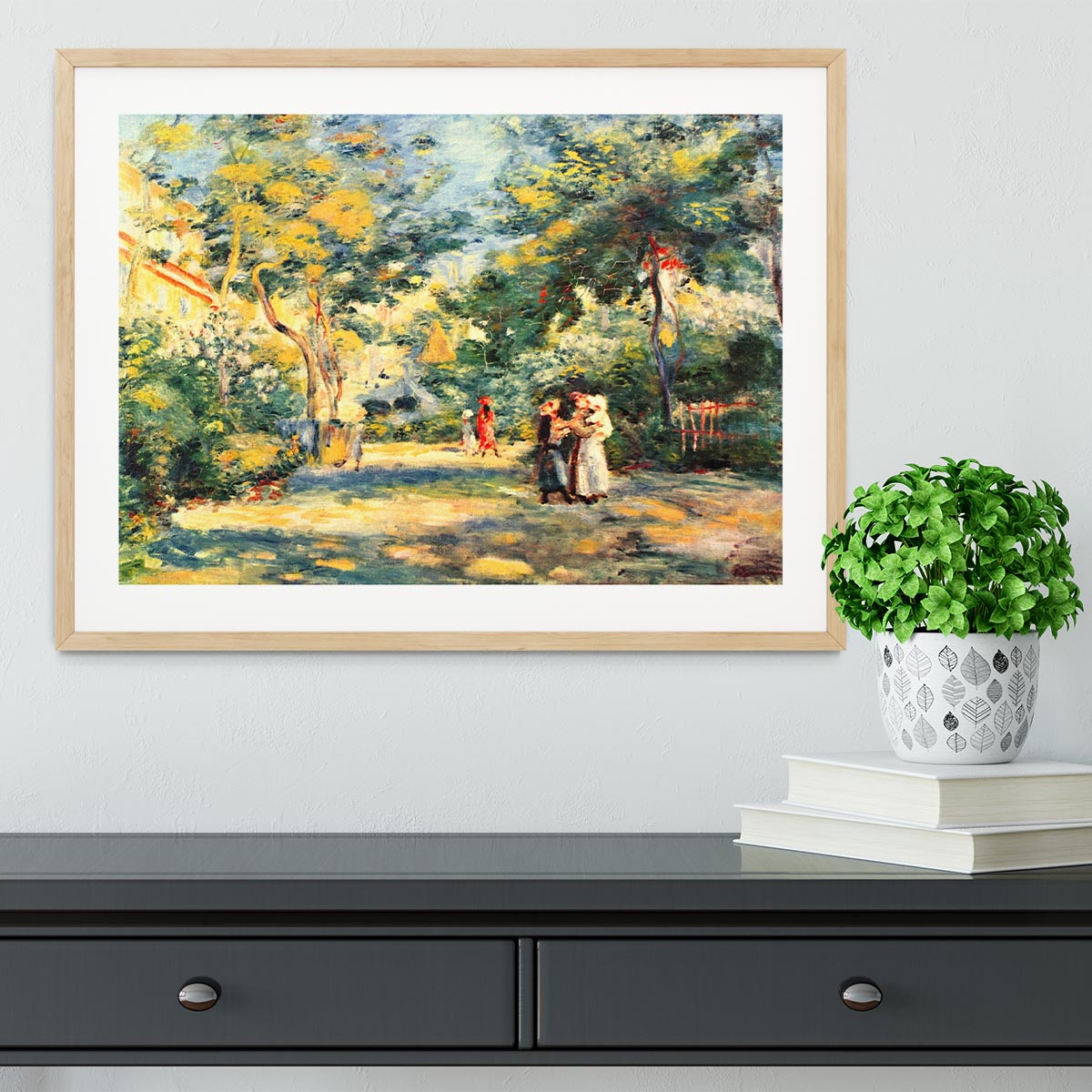 Figures in the garden by Renoir Framed Print - Canvas Art Rocks - 3