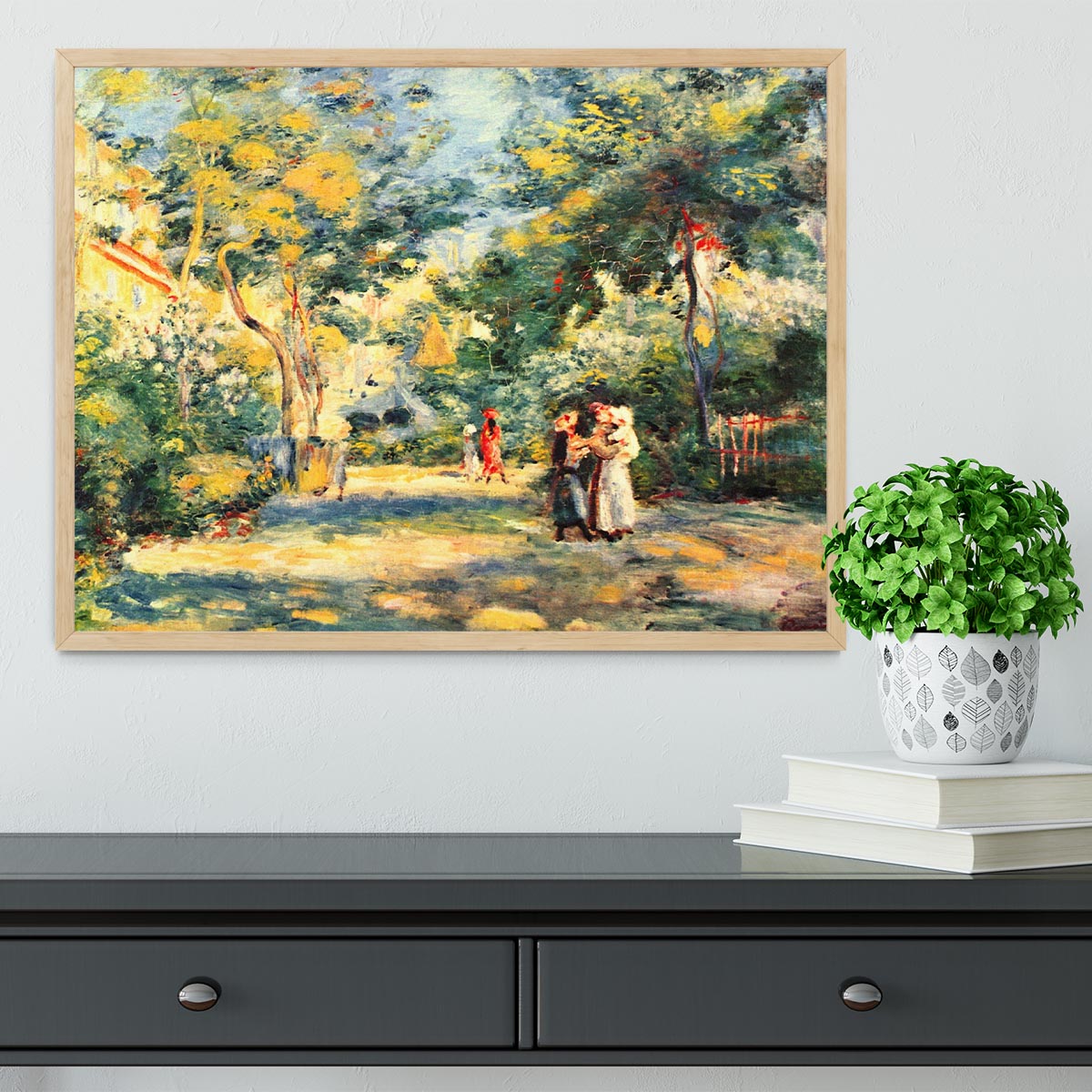 Figures in the garden by Renoir Framed Print - Canvas Art Rocks - 4