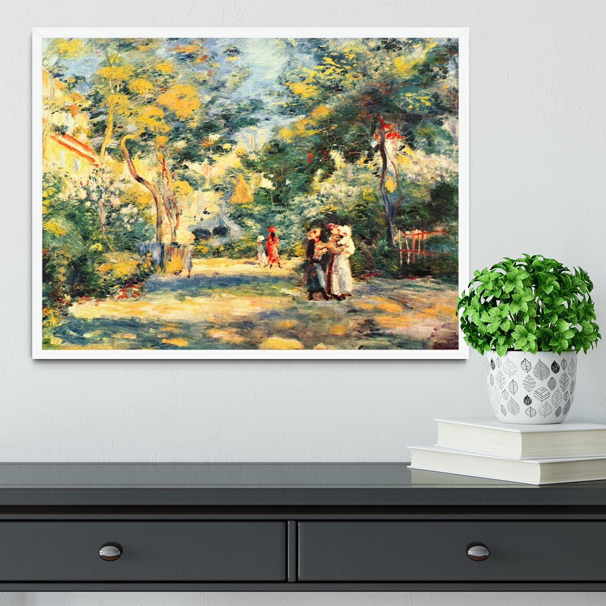 Figures in the garden by Renoir Framed Print - Canvas Art Rocks -6