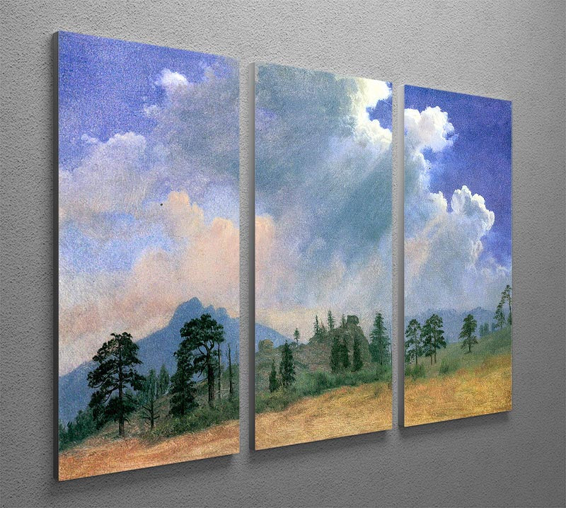 Fir trees and storm clouds by Bierstadt 3 Split Panel Canvas Print - Canvas Art Rocks - 2