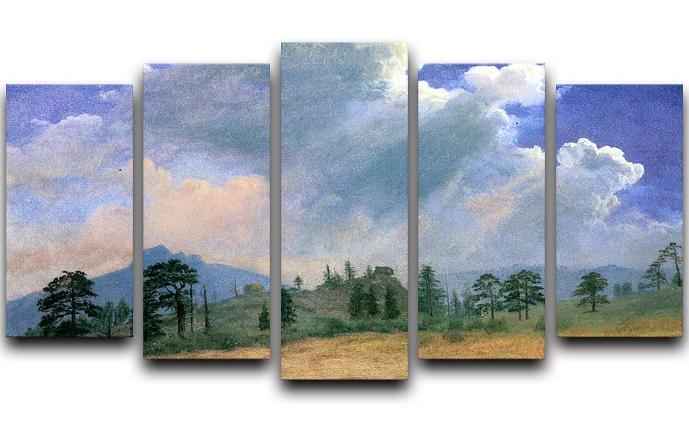 Fir trees and storm clouds by Bierstadt 5 Split Panel Canvas - Canvas Art Rocks - 1
