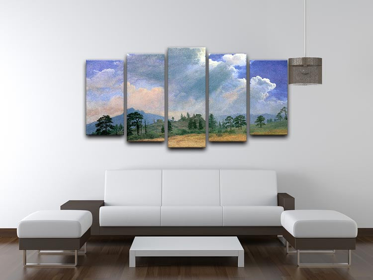 Fir trees and storm clouds by Bierstadt 5 Split Panel Canvas - Canvas Art Rocks - 3