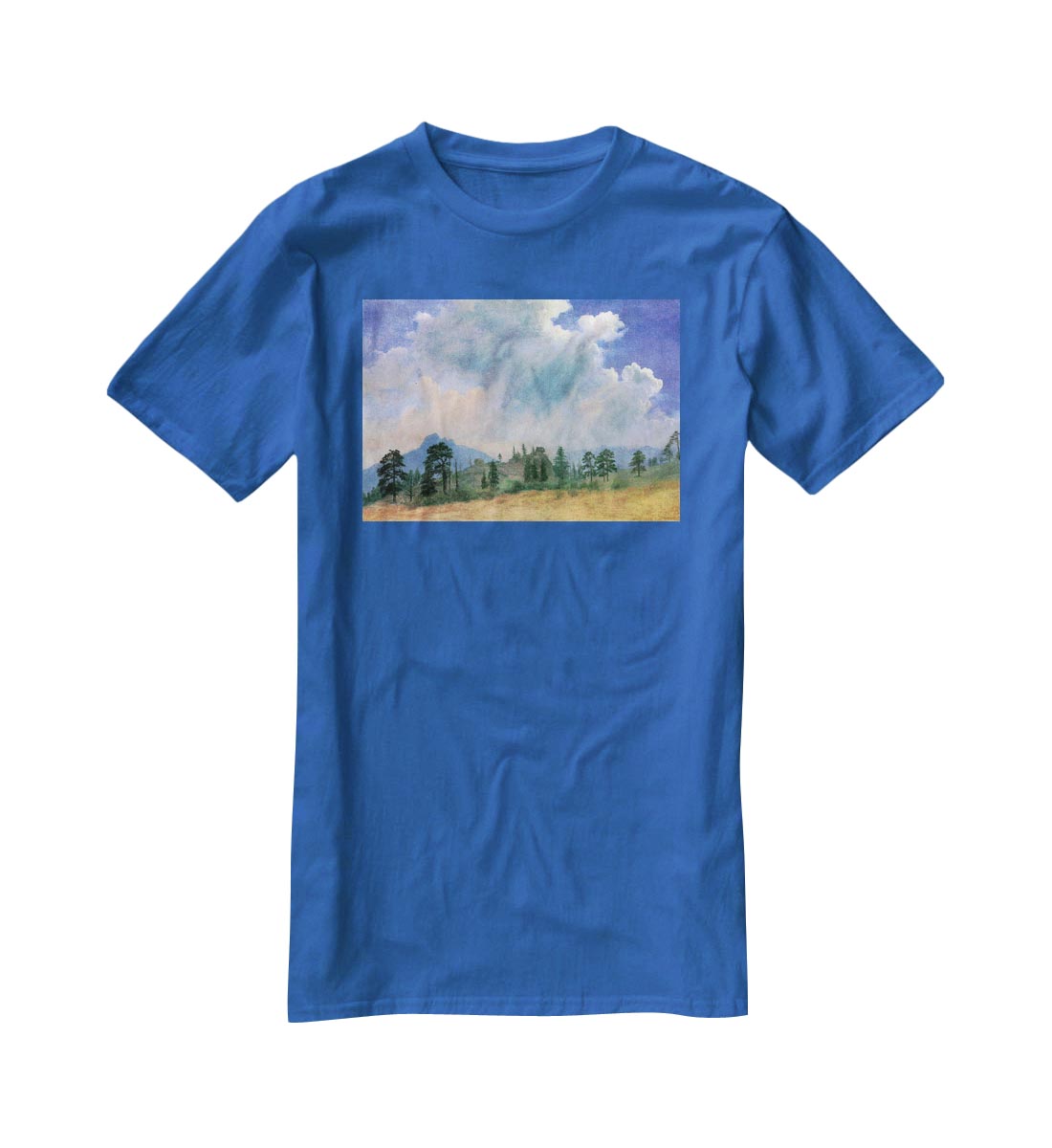 Fir trees and storm clouds by Bierstadt T-Shirt - Canvas Art Rocks - 2