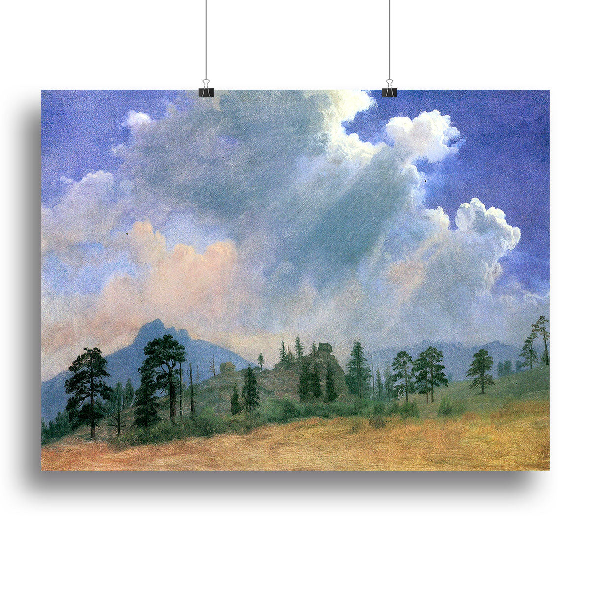 Fir trees and storm clouds by Bierstadt Canvas Print or Poster - Canvas Art Rocks - 2