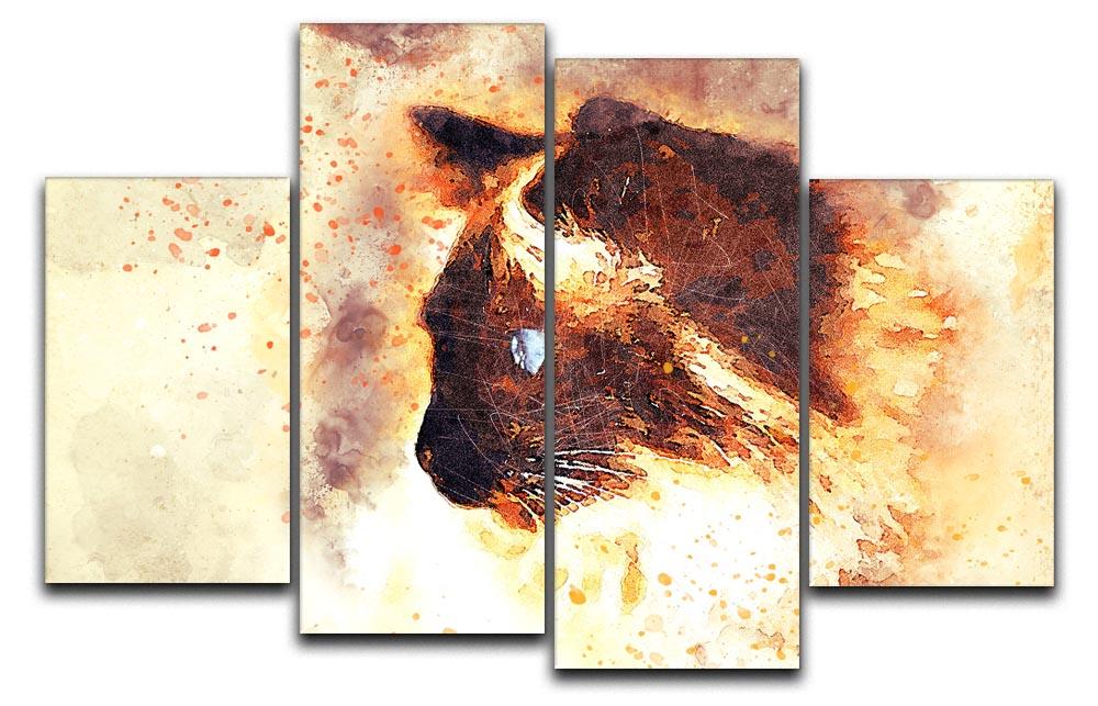 Fire Cat Painting 4 Split Panel Canvas  - Canvas Art Rocks - 1