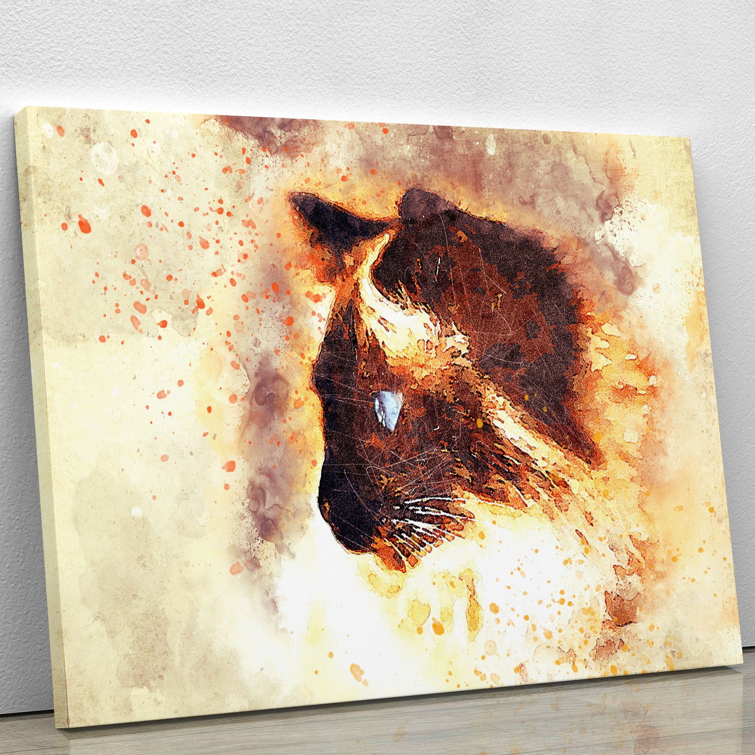 Fire Cat Painting Canvas Print or Poster - Canvas Art Rocks - 1