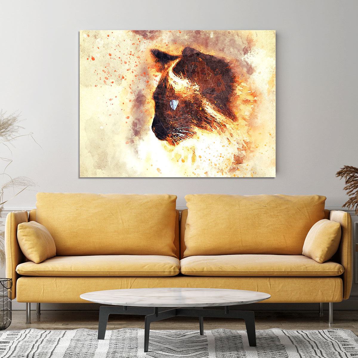 Fire Cat Painting Canvas Print or Poster - Canvas Art Rocks - 4