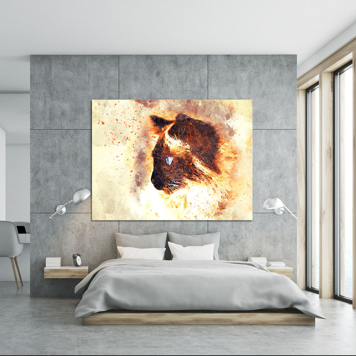 Fire Cat Painting Canvas Print or Poster - Canvas Art Rocks - 5