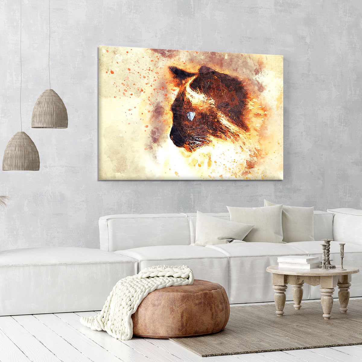 Fire Cat Painting Canvas Print or Poster - Canvas Art Rocks - 6