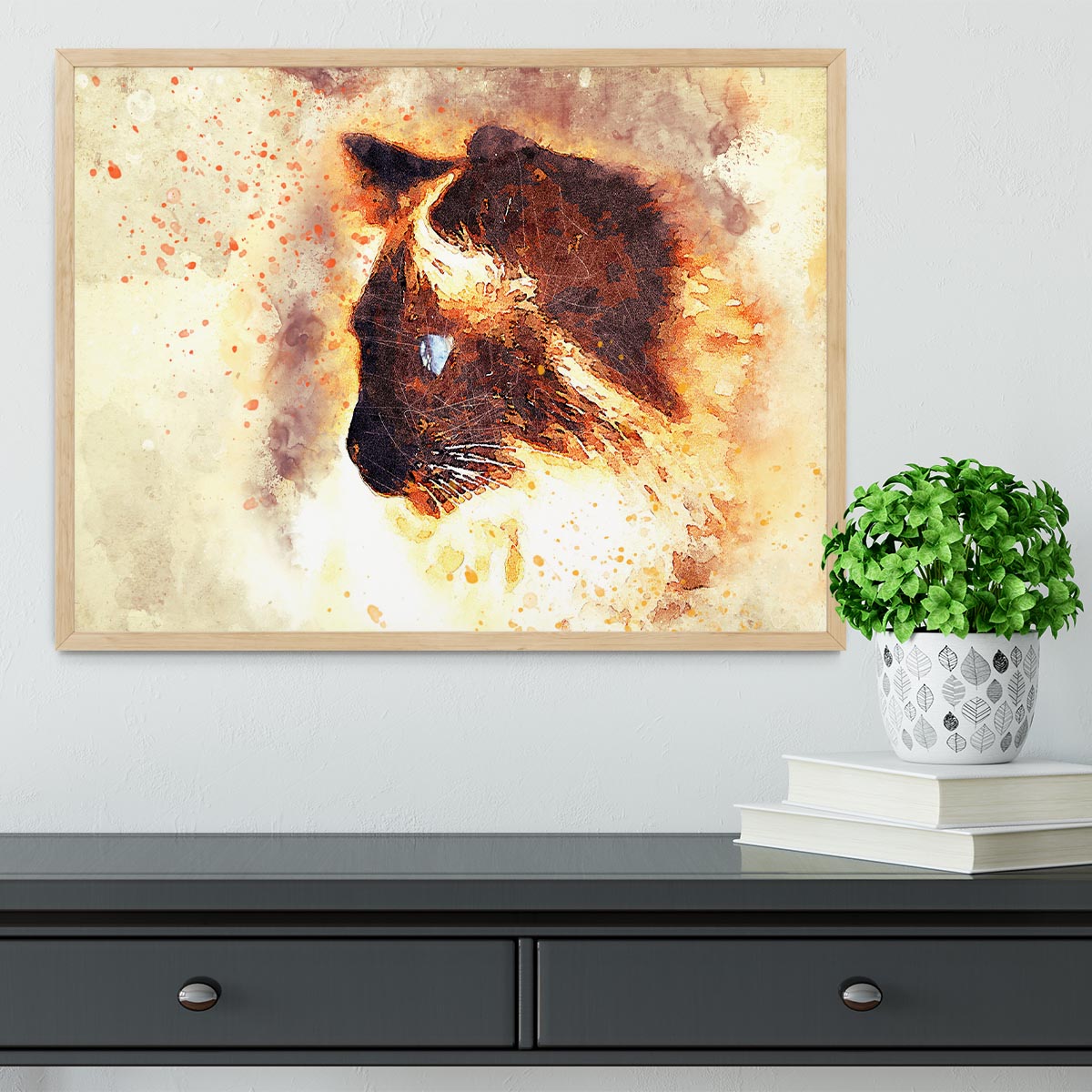 Fire Cat Painting Framed Print - Canvas Art Rocks - 4