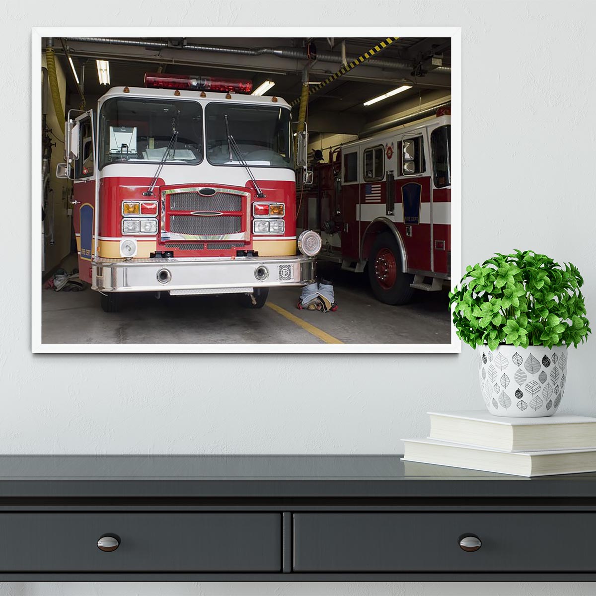 Fire Truck Framed Print - Canvas Art Rocks -6