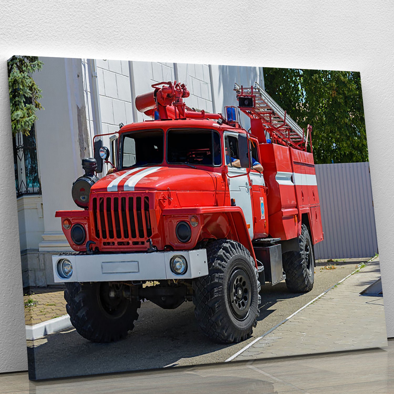 Fire Truck In The City Canvas Print or Poster - Canvas Art Rocks - 1