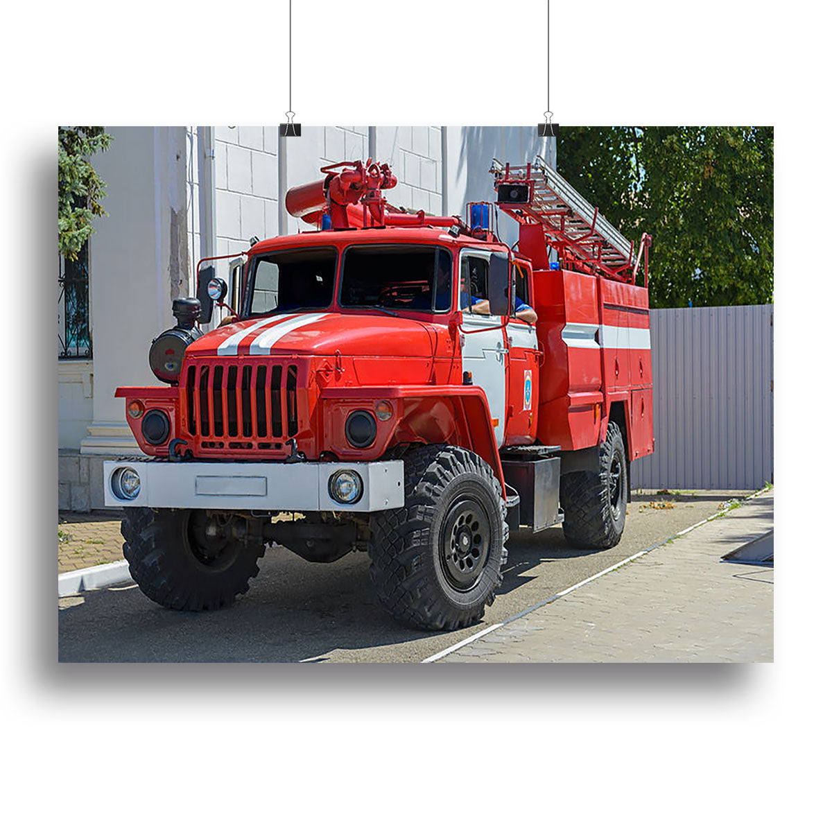 Fire Truck In The City Canvas Print or Poster - Canvas Art Rocks - 2
