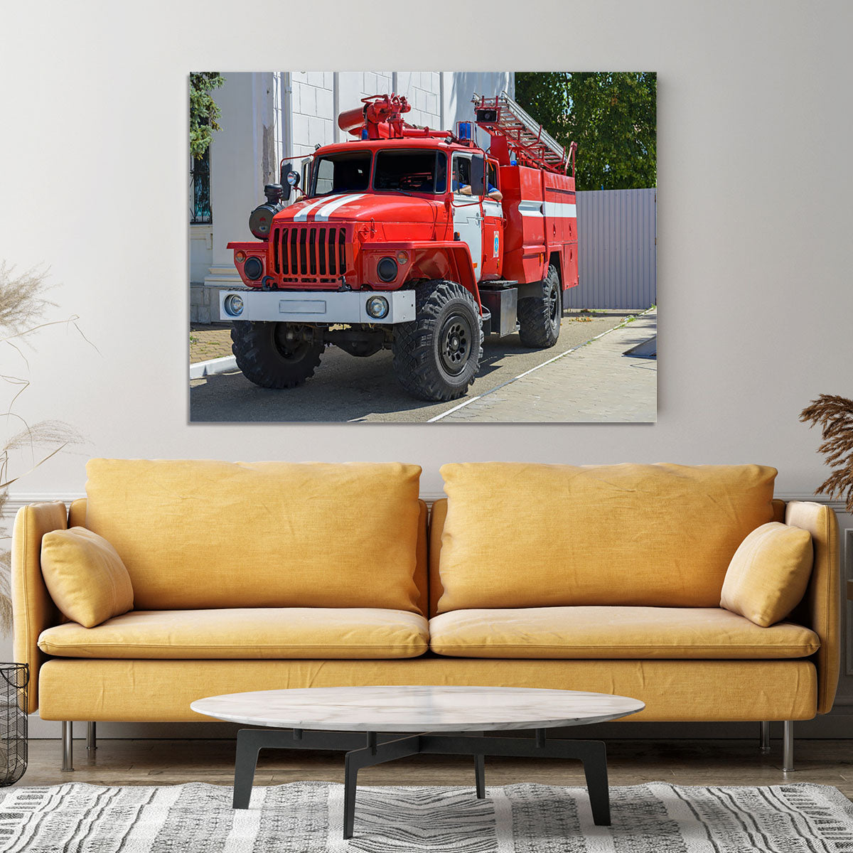 Fire Truck In The City Canvas Print or Poster - Canvas Art Rocks - 4