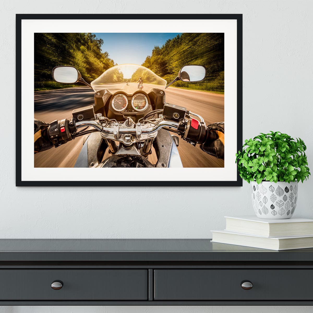 First Person Motorbike Ride Framed Print - Canvas Art Rocks - 1