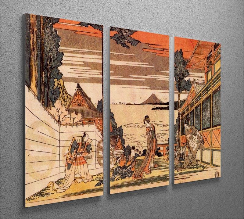First act by Hokusai 3 Split Panel Canvas Print - Canvas Art Rocks - 2