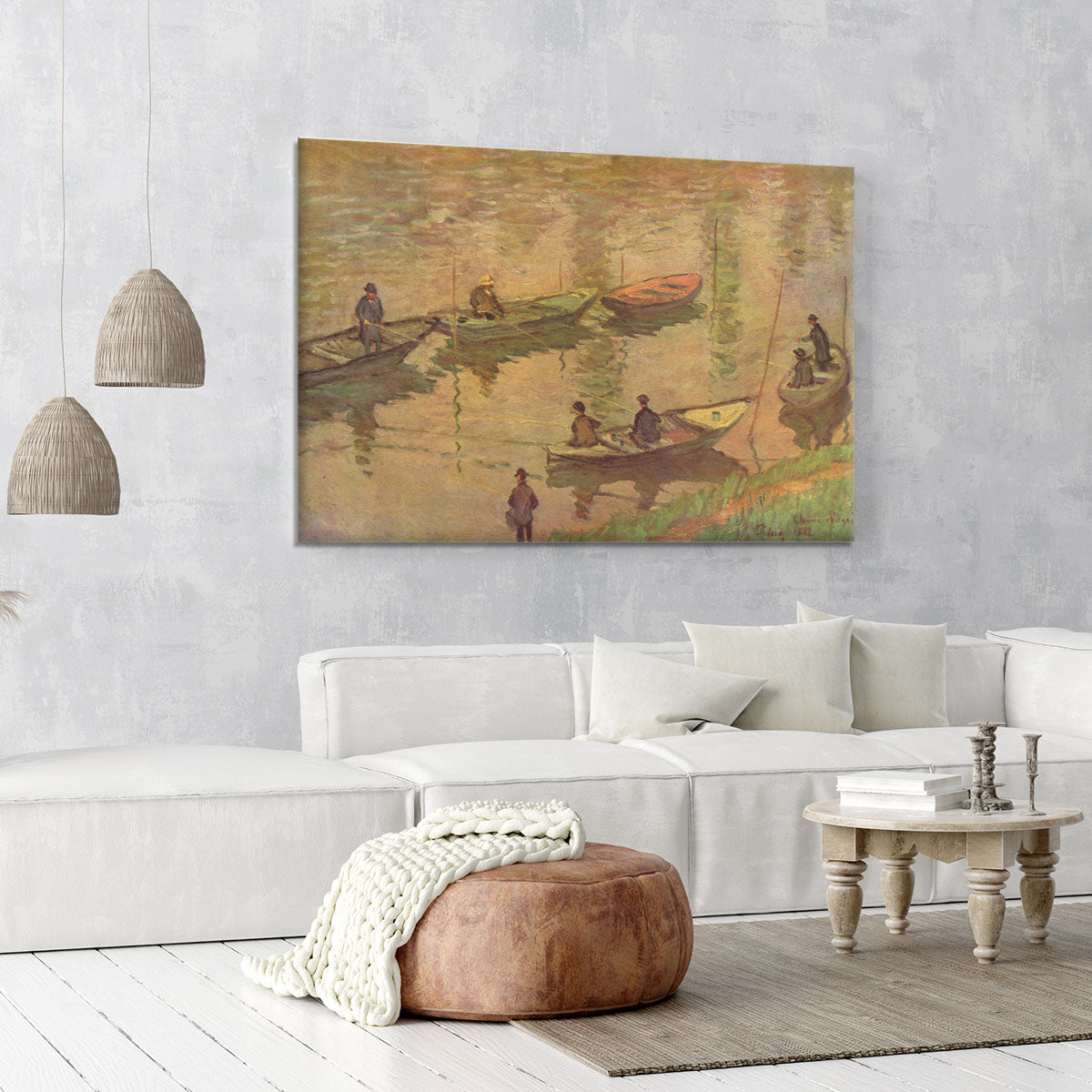 Fishermen on the Seine at Poissy by Claude_Monet Canvas Print or Poster - Canvas Art Rocks - 6