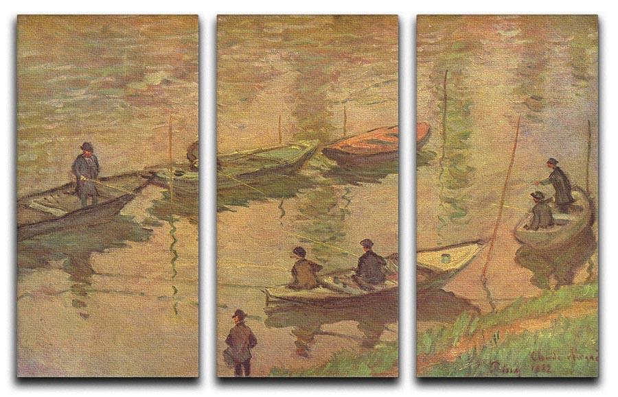 Fishermen on the Seine at Poissy by Claude_Monet Split Panel Canvas Print - Canvas Art Rocks - 4