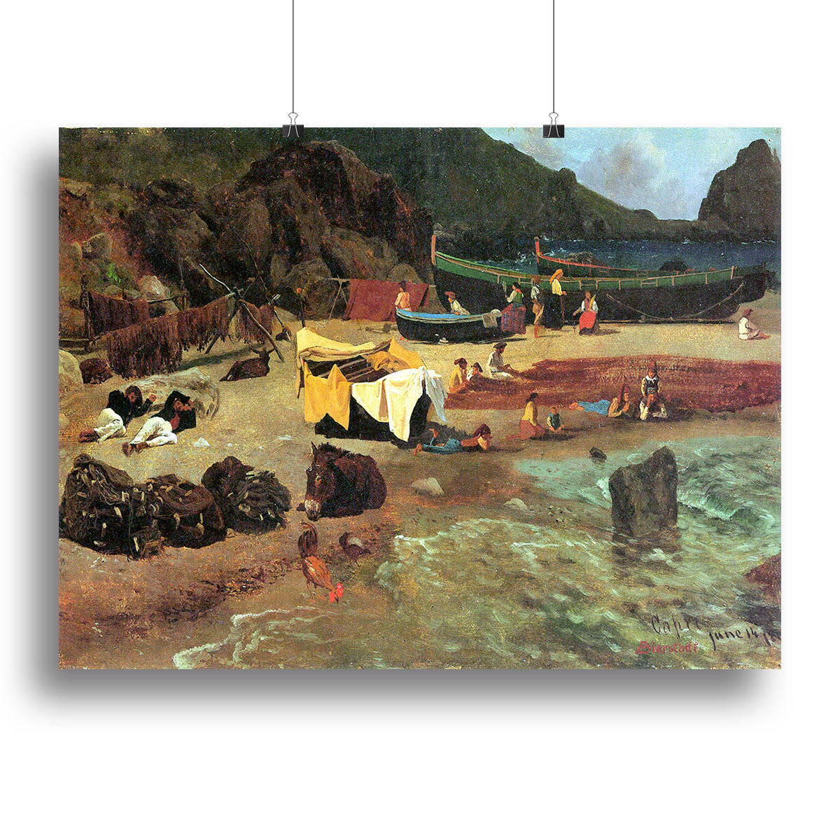 Fishing Boats on Capri by Bierstadt Canvas Print or Poster - Canvas Art Rocks - 2
