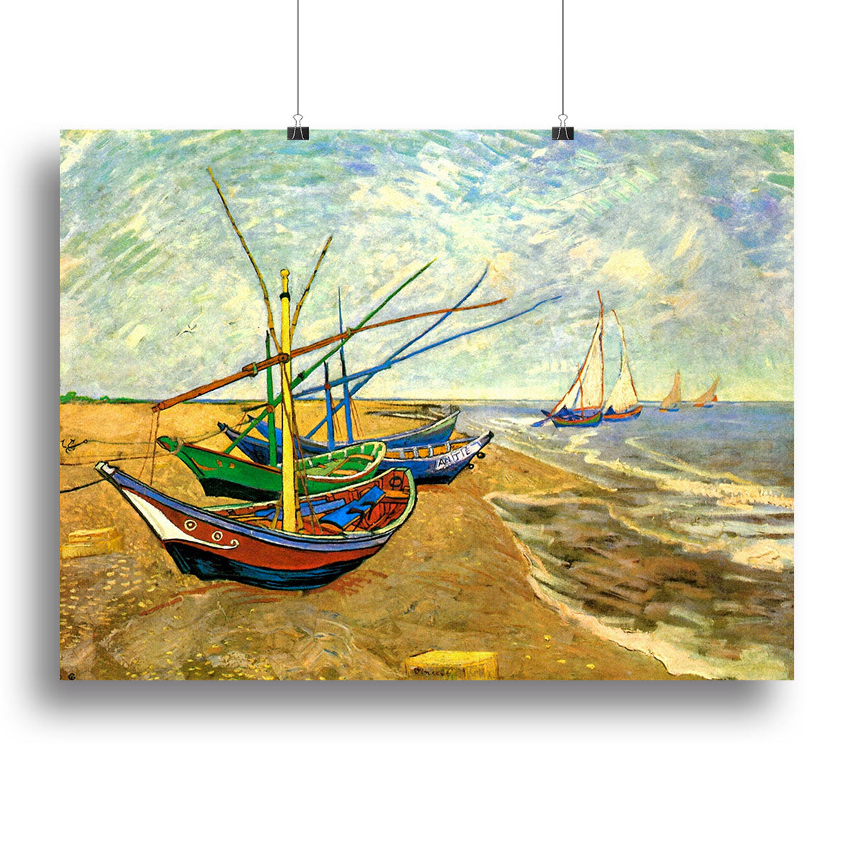 Fishing Boats on the Beach at Saintes-Maries by Van Gogh Canvas Print or Poster - Canvas Art Rocks - 2
