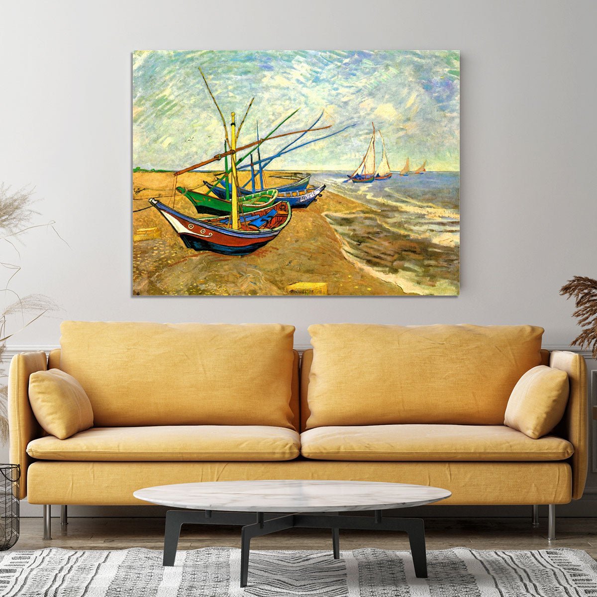 Fishing Boats on the Beach at Saintes-Maries by Van Gogh Canvas Print or Poster - Canvas Art Rocks - 4