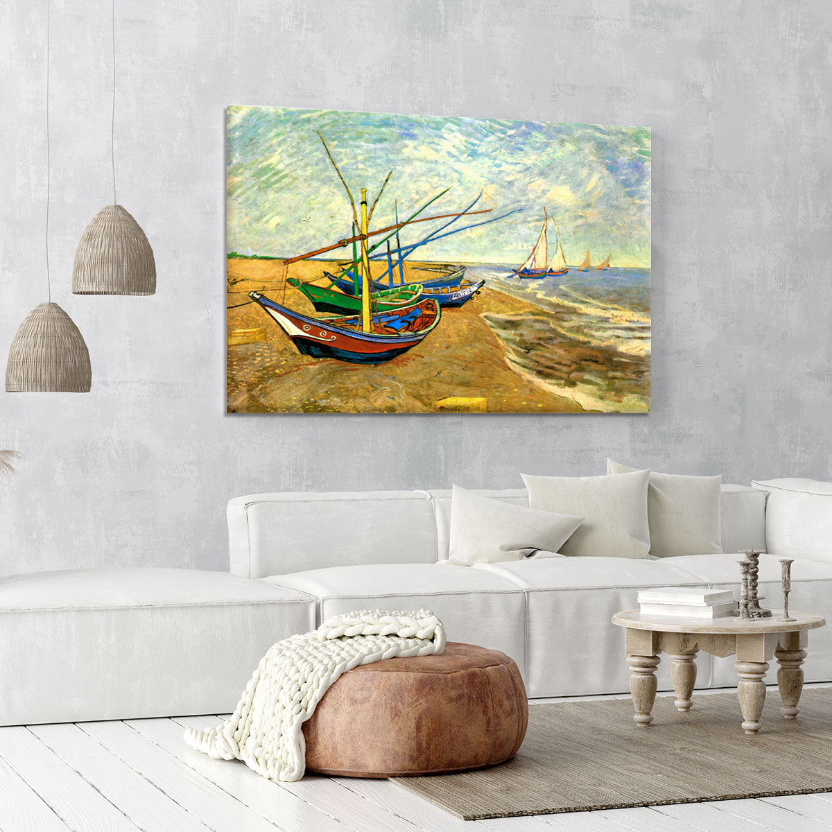 Fishing Boats on the Beach at Saintes-Maries by Van Gogh Canvas Print or Poster - Canvas Art Rocks - 6