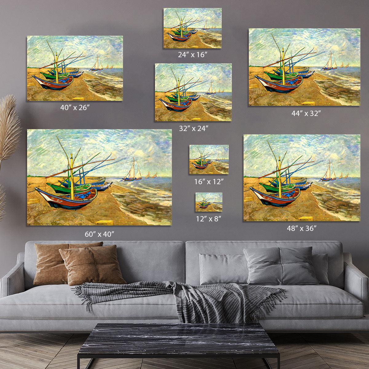 Fishing Boats on the Beach at Saintes-Maries by Van Gogh Canvas Print or Poster - Canvas Art Rocks - 7