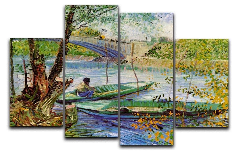 Fishing in Spring by Van Gogh 4 Split Panel Canvas  - Canvas Art Rocks - 1