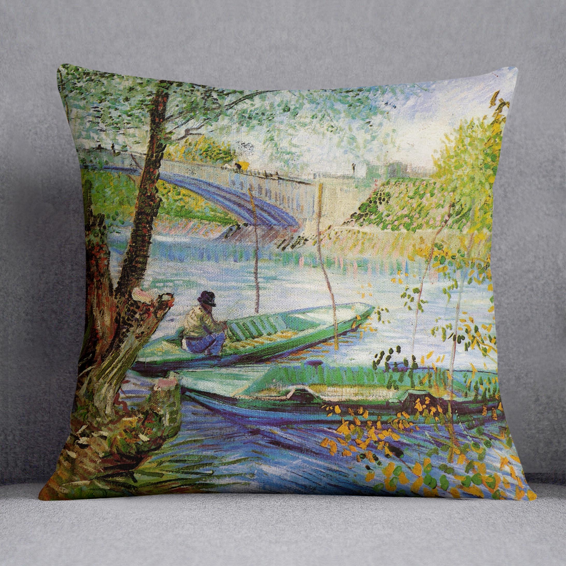 Fishing in Spring by Van Gogh Cushion