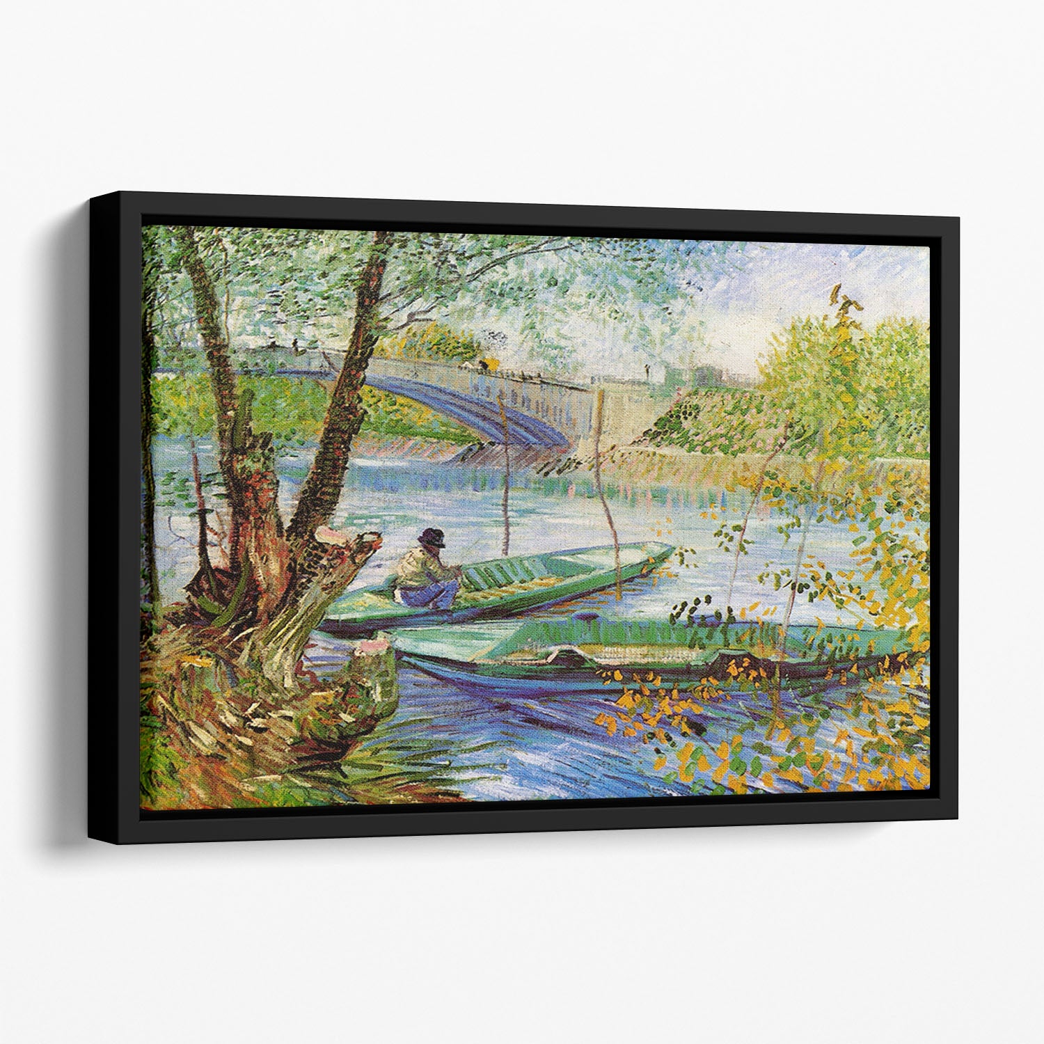 Fishing in Spring by Van Gogh Floating Framed Canvas