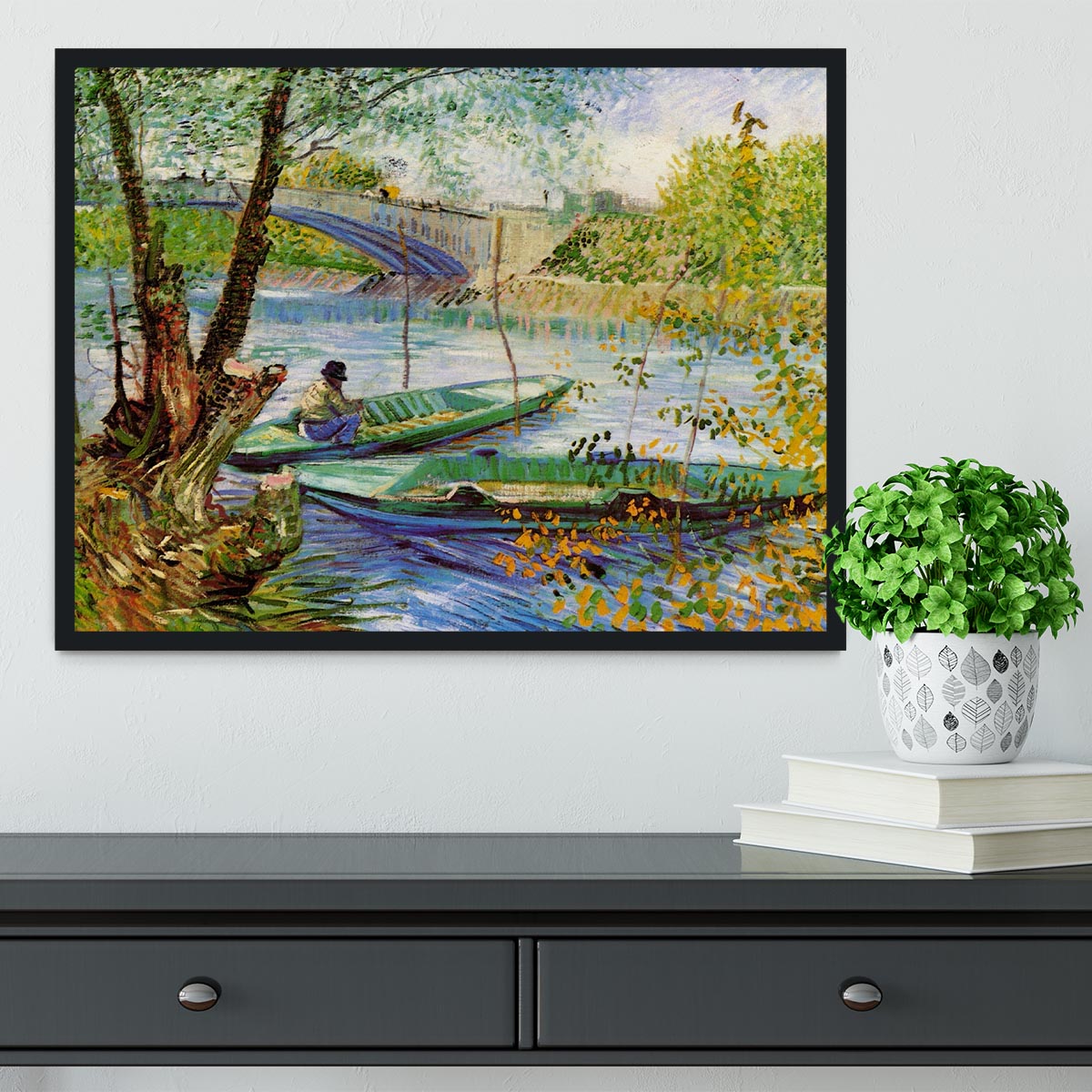 Fishing in Spring by Van Gogh Framed Print - Canvas Art Rocks - 2