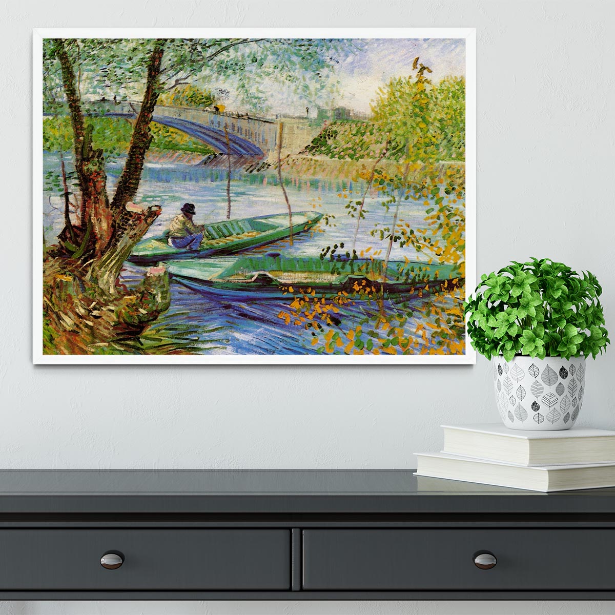 Fishing in Spring by Van Gogh Framed Print - Canvas Art Rocks -6