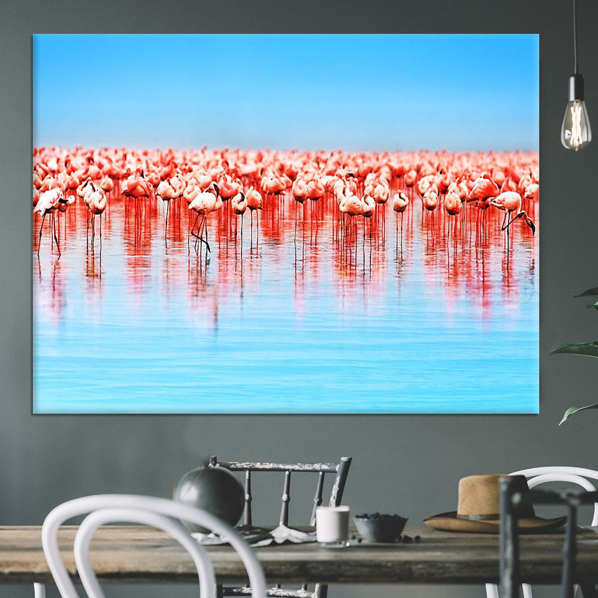 Flamingo birds in the lake Nakuru Canvas Print or Poster - Canvas Art Rocks - 3