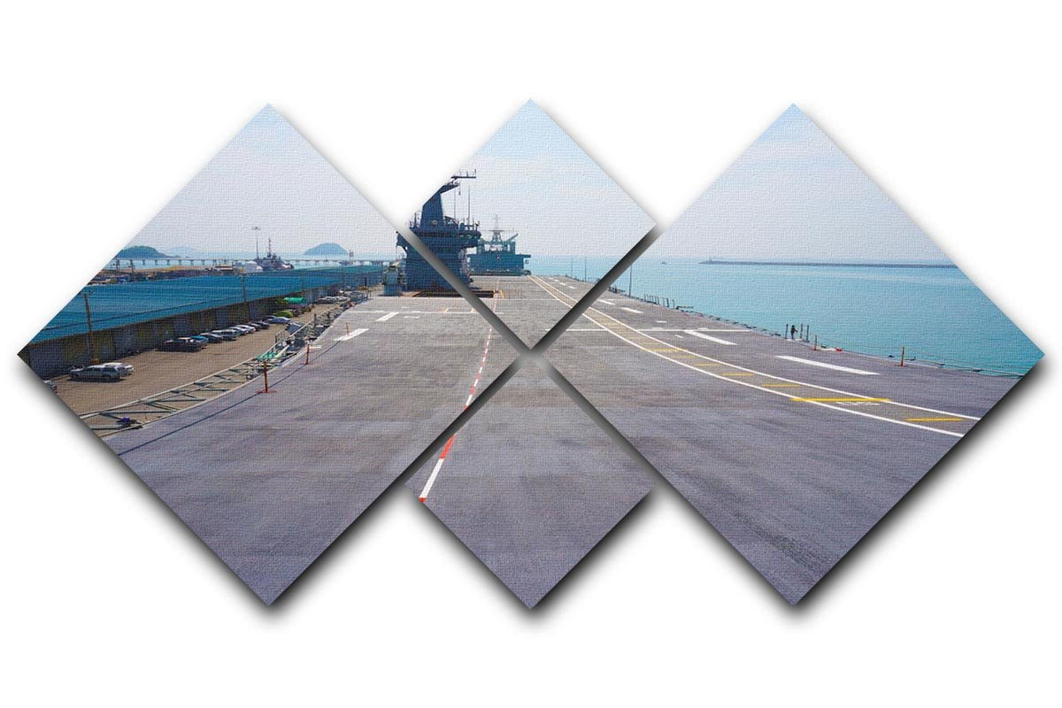 Flight deck of an aircraft carrier 4 Square Multi Panel Canvas  - Canvas Art Rocks - 1