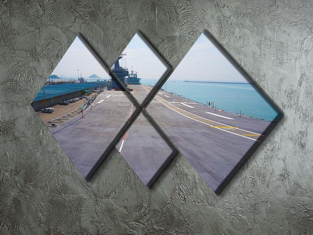 Flight deck of an aircraft carrier 4 Square Multi Panel Canvas  - Canvas Art Rocks - 2