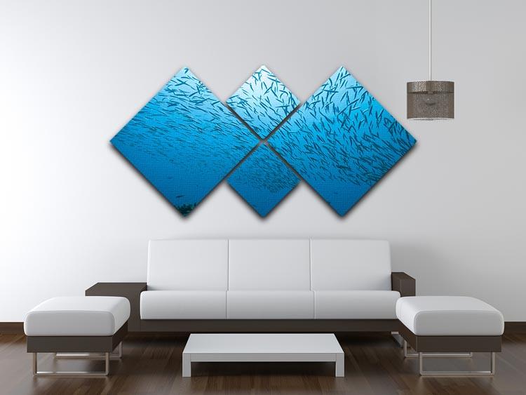 Flock of fish flowing 4 Square Multi Panel Canvas  - Canvas Art Rocks - 3