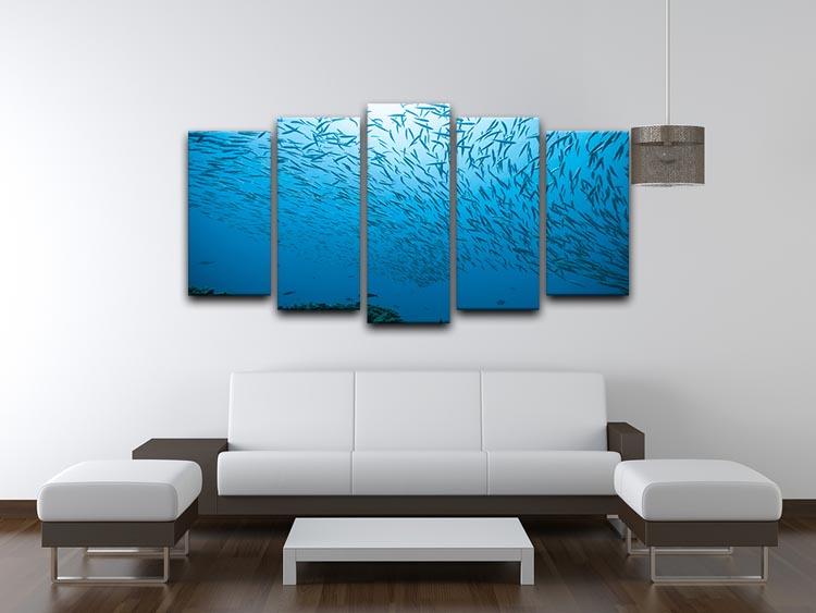 Flock of fish flowing 5 Split Panel Canvas  - Canvas Art Rocks - 3