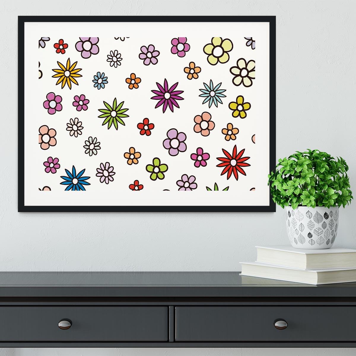 Floral Repeat Framed Print - Canvas Art Rocks - 1