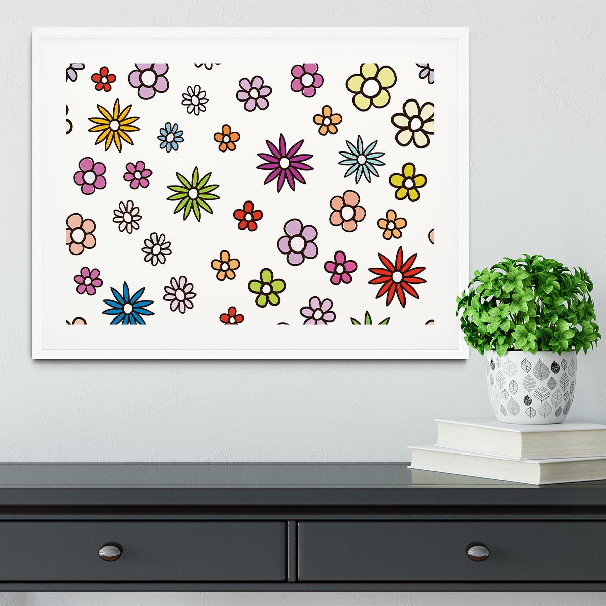 Floral Repeat Framed Print - Canvas Art Rocks - 5