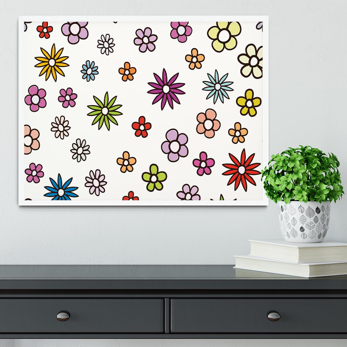 Floral Repeat Framed Print - Canvas Art Rocks -6