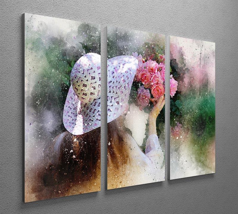 Flower Girl Painting 3 Split Panel Canvas Print - Canvas Art Rocks - 2