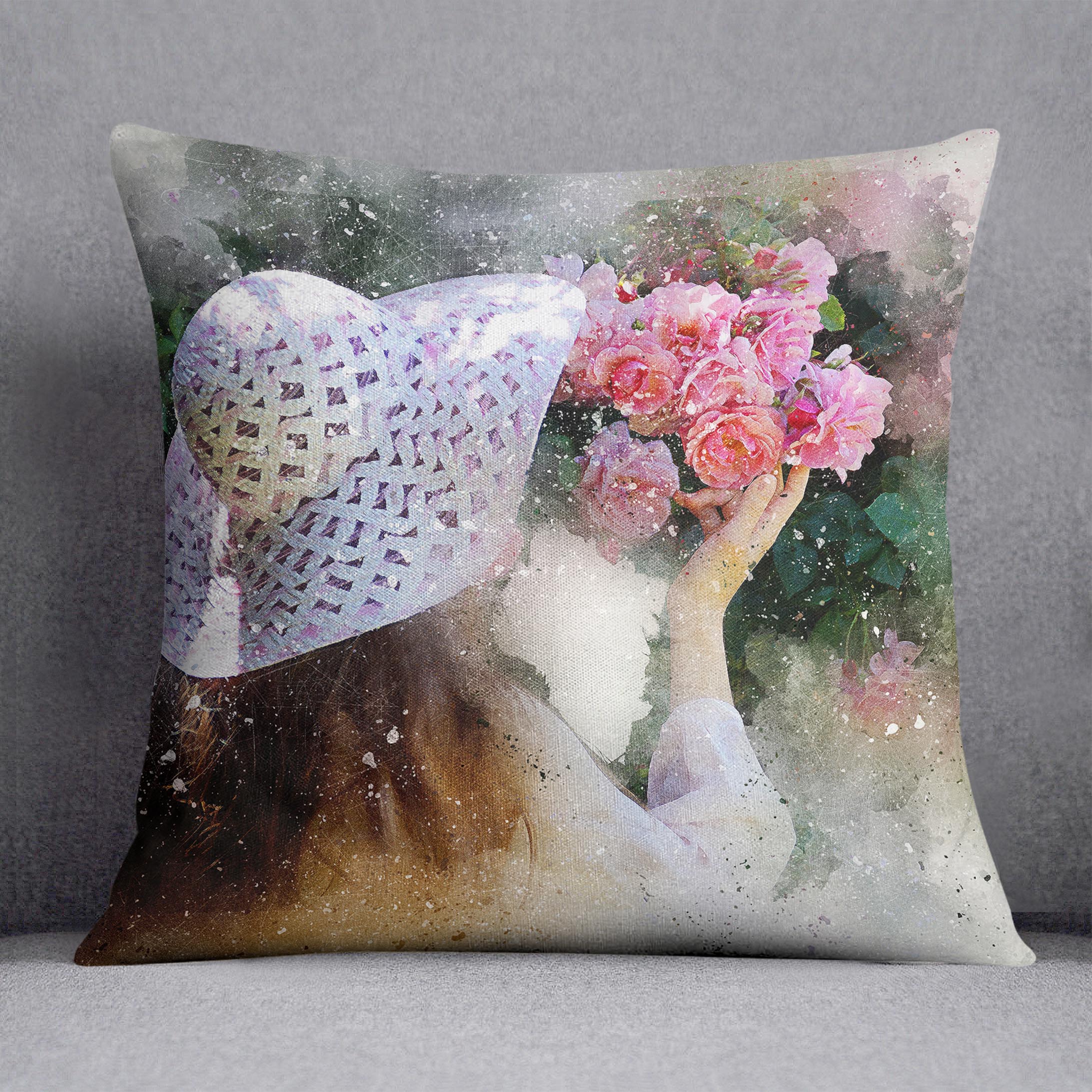 Flower Girl Painting Cushion