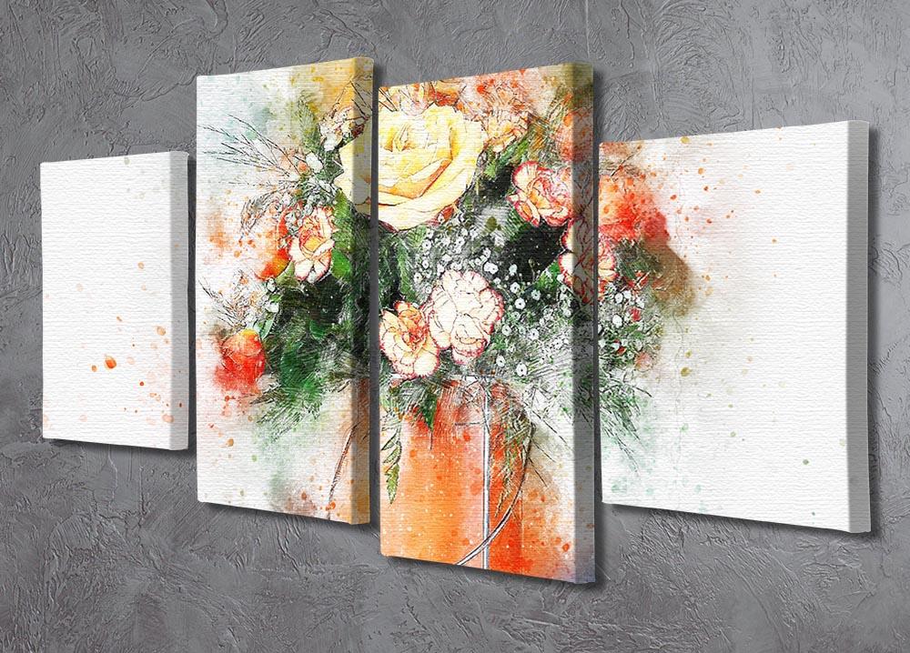 Flower Painting 4 Split Panel Canvas - Canvas Art Rocks - 2