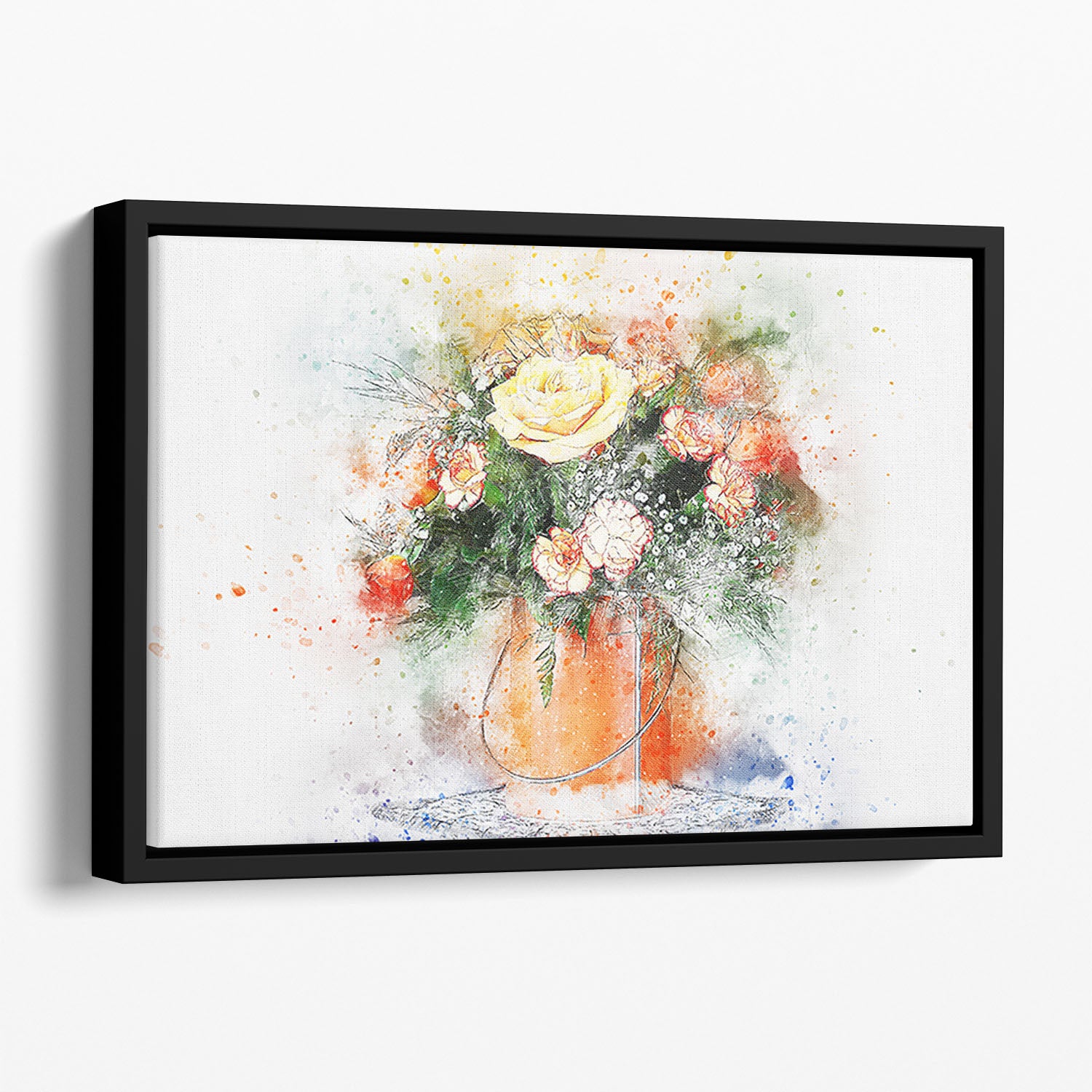 Flower Painting Floating Framed Canvas